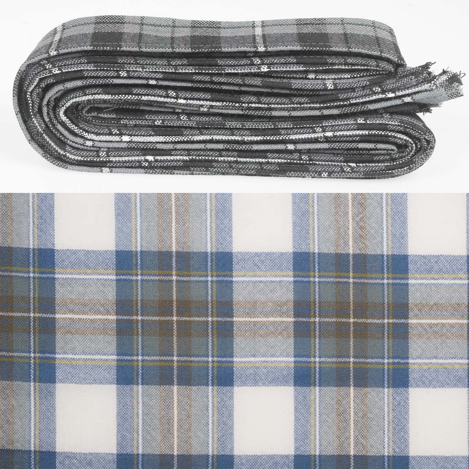 Wool Strip Ribbon in Stewart Muted Blue Weathered Tartan - 5 Strips, Choose Your Width - Image 2