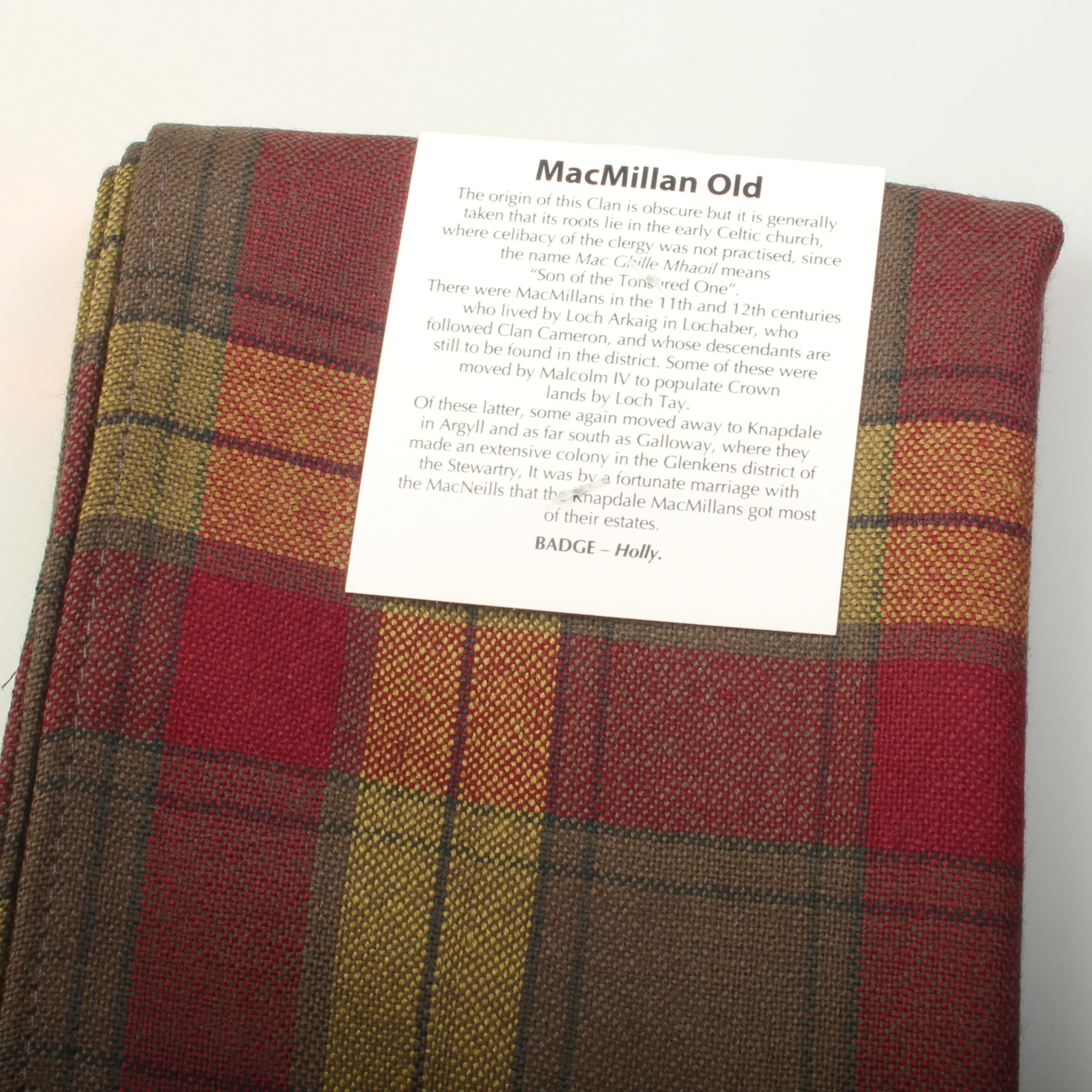 Wool Tartan Full Length Sash MacMillan Old Weathered Tartan - Image 3