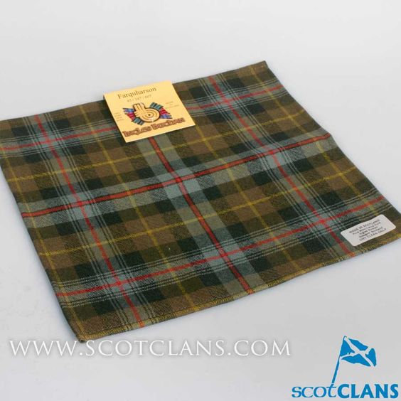 Wool Tartan Pocket Square in Farquharson Weathered Tartan - Image 3