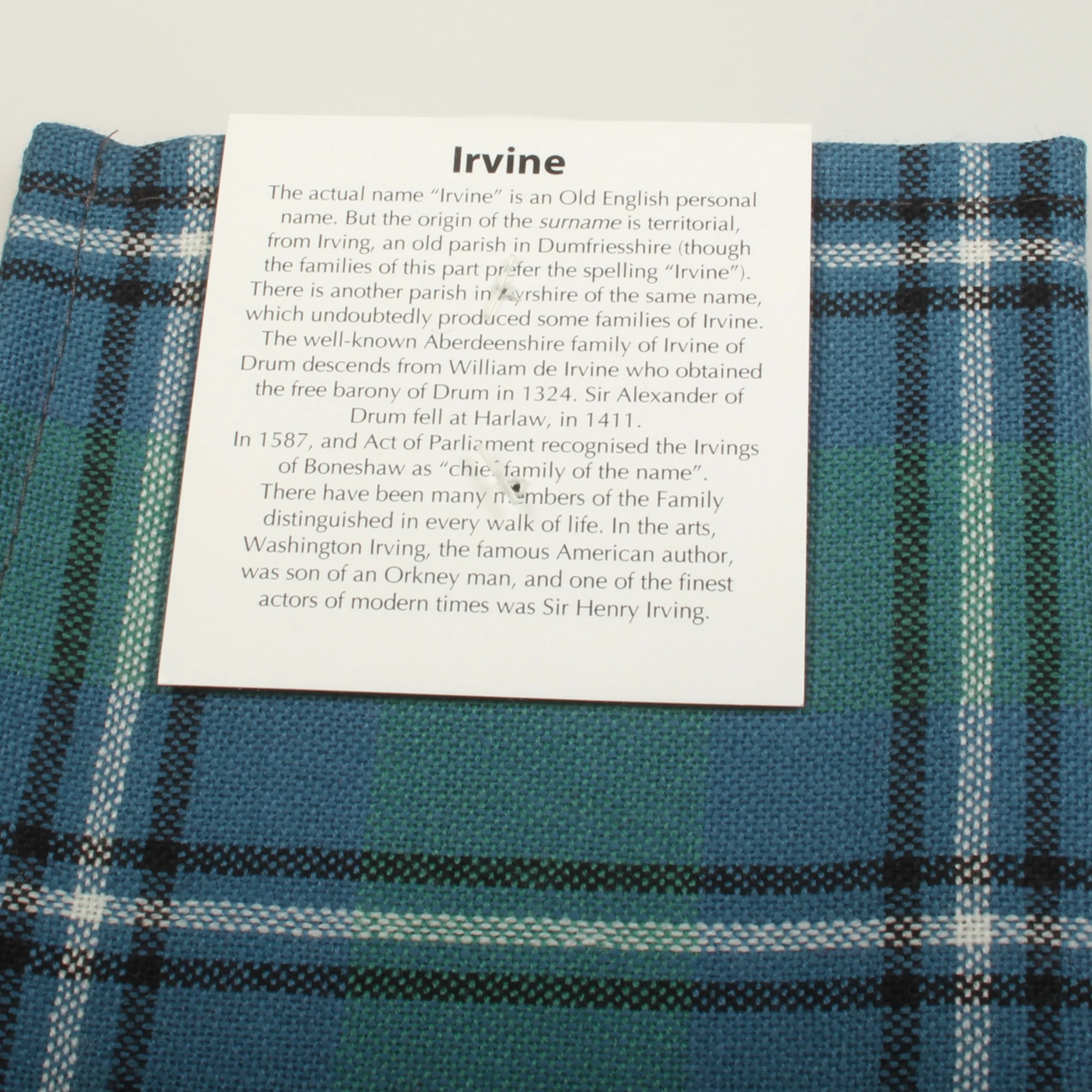 Wool Tartan Pocket Square in Irvine Ancient Tartan - Image 3