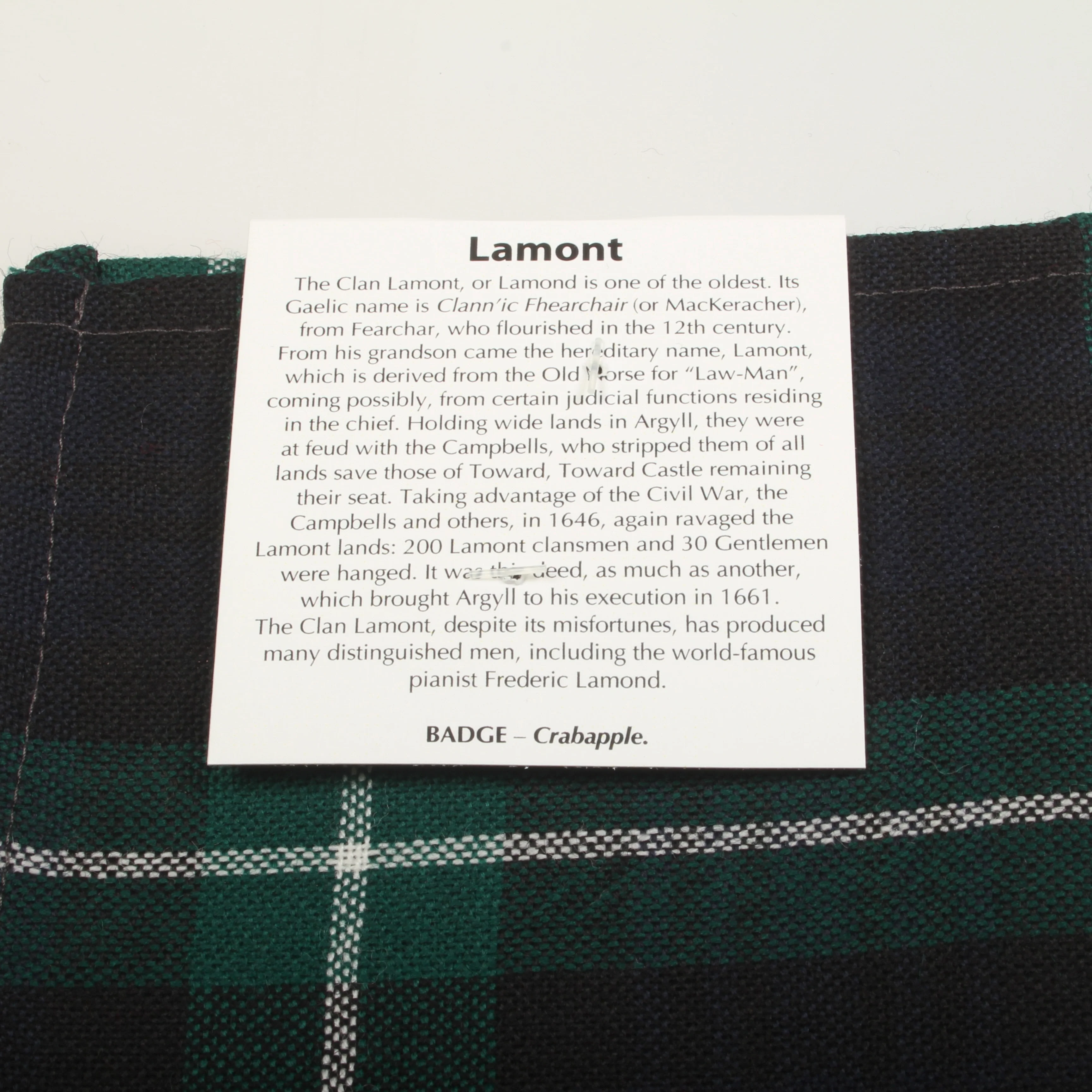 Wool Tartan Pocket Square in Lamont Modern Tartan - Image 2