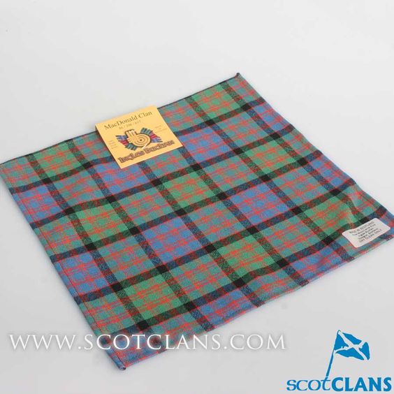 Wool Tartan Pocket Square in MacDonald Ancient Tartan - Image 3
