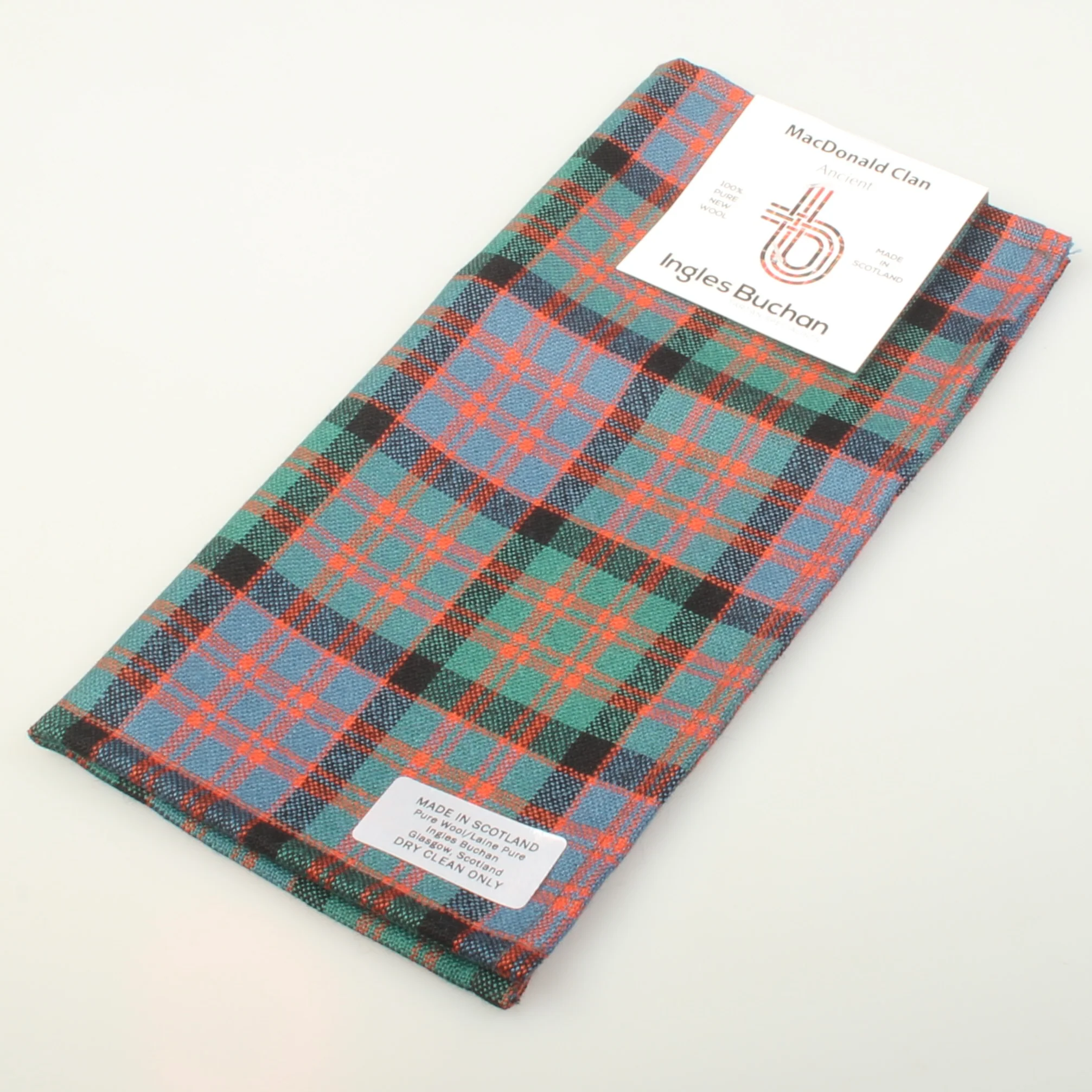 Wool Tartan Pocket Square in MacDonald Ancient Tartan - Image 4