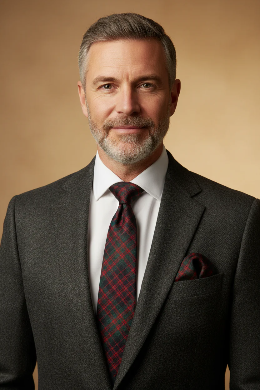 Wool Tartan Pocket Square in MacDonald Modern Tartan - Image 4