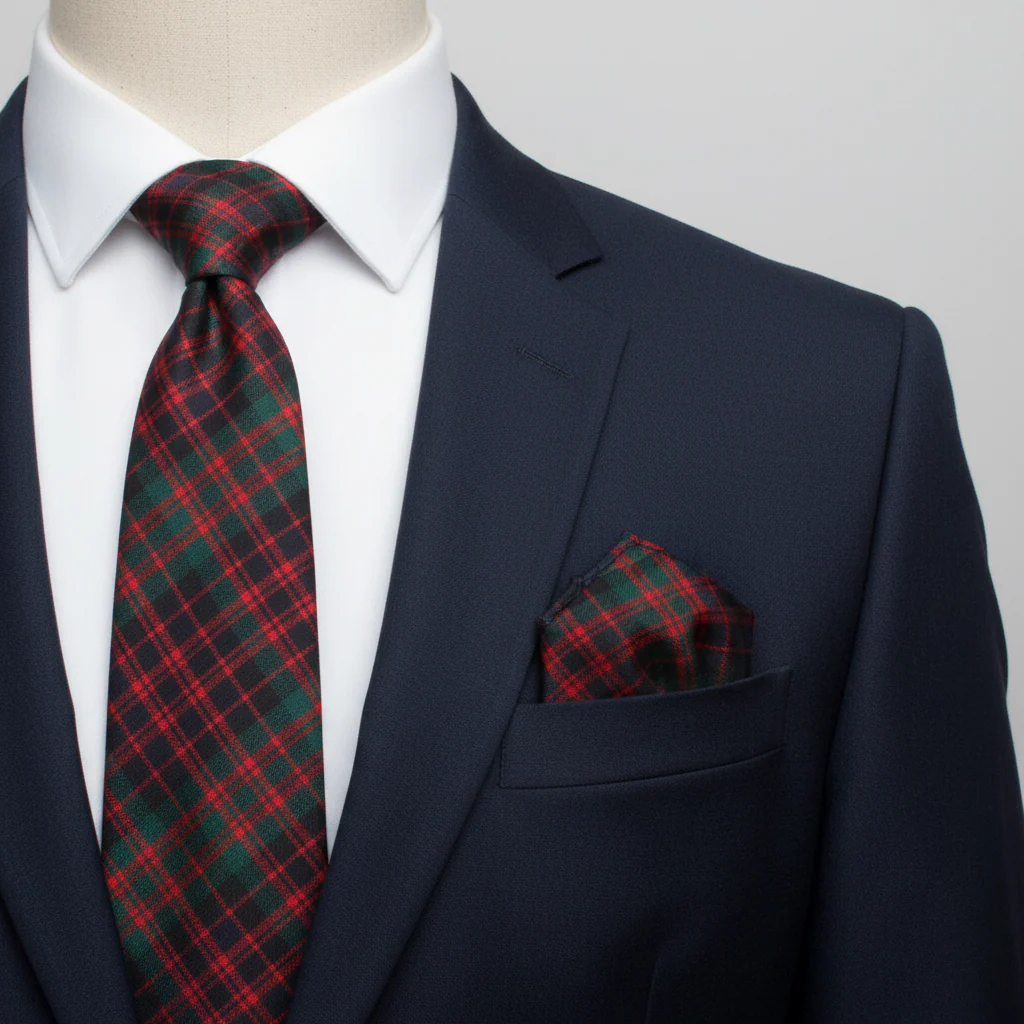 Wool Tartan Pocket Square in MacDonald Modern Tartan - Image 5