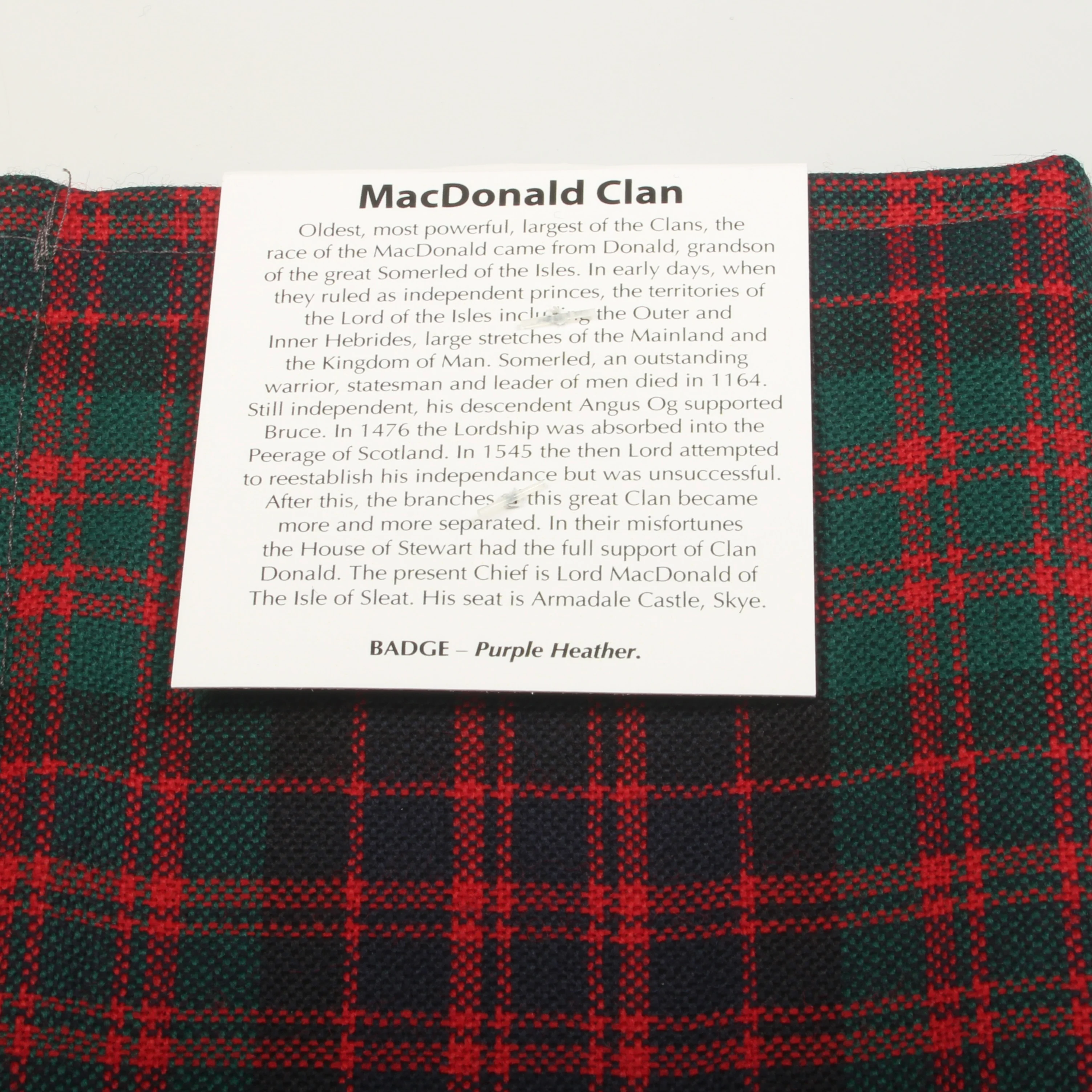 Wool Tartan Pocket Square in MacDonald Modern Tartan - Image 3