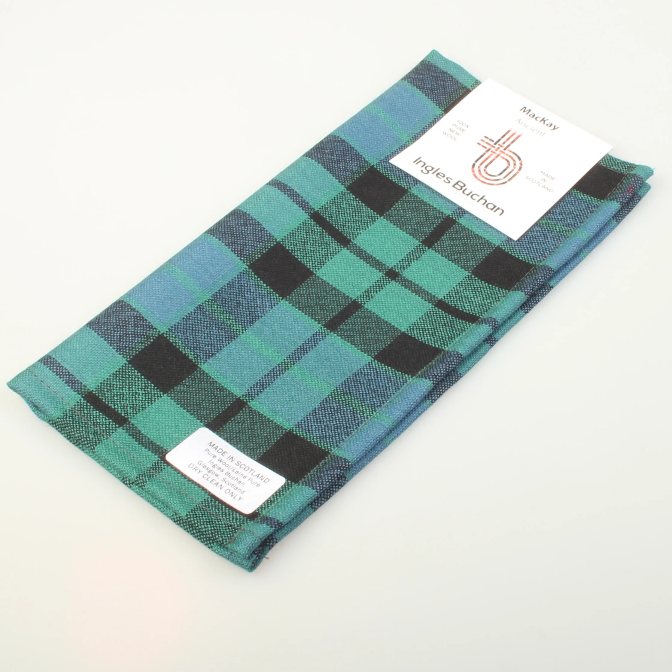 Wool Tartan Pocket Square in MacKay Ancient Tartan - Image 3