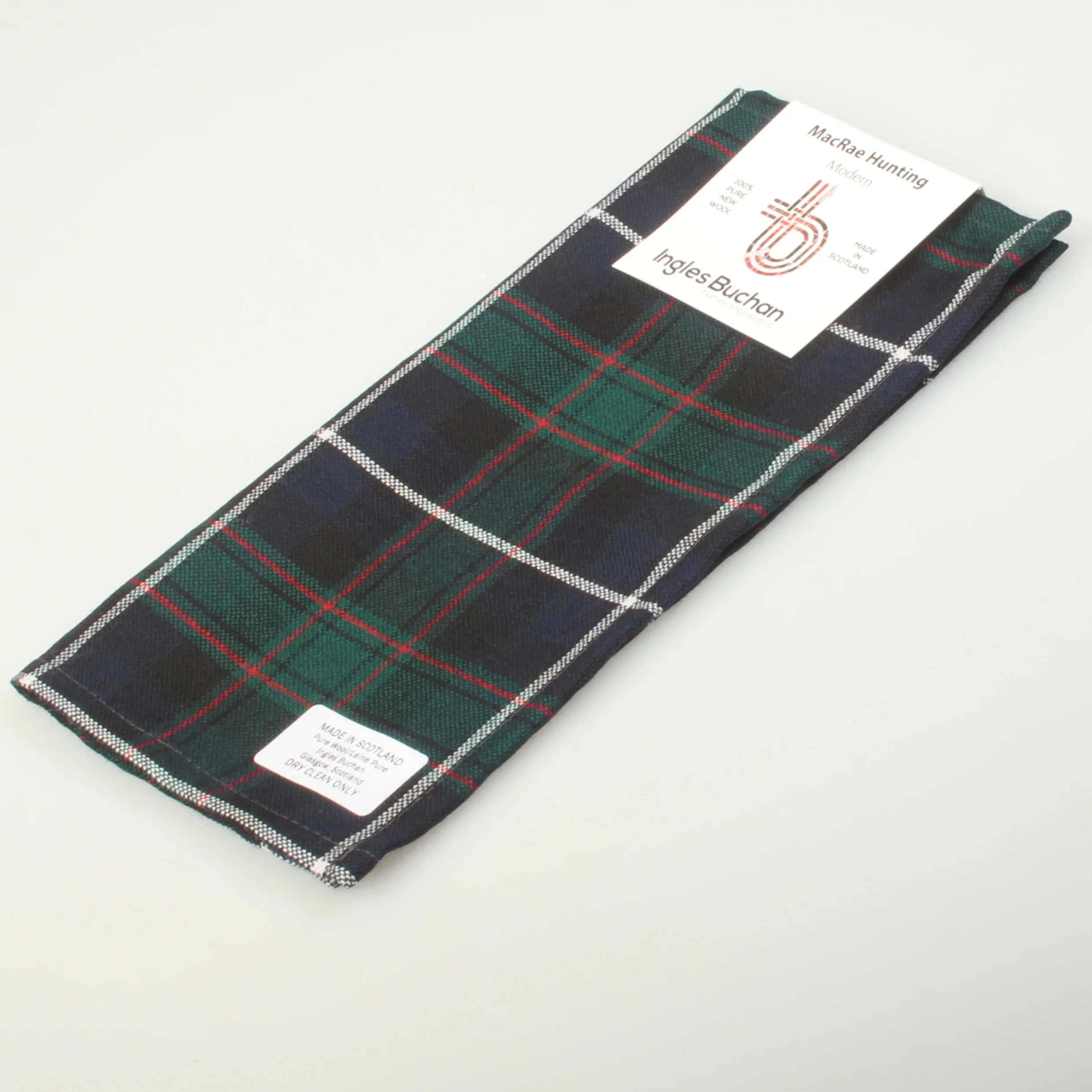 Wool Tartan Pocket Square in MacRae Hunting Modern Tartan - Image 4