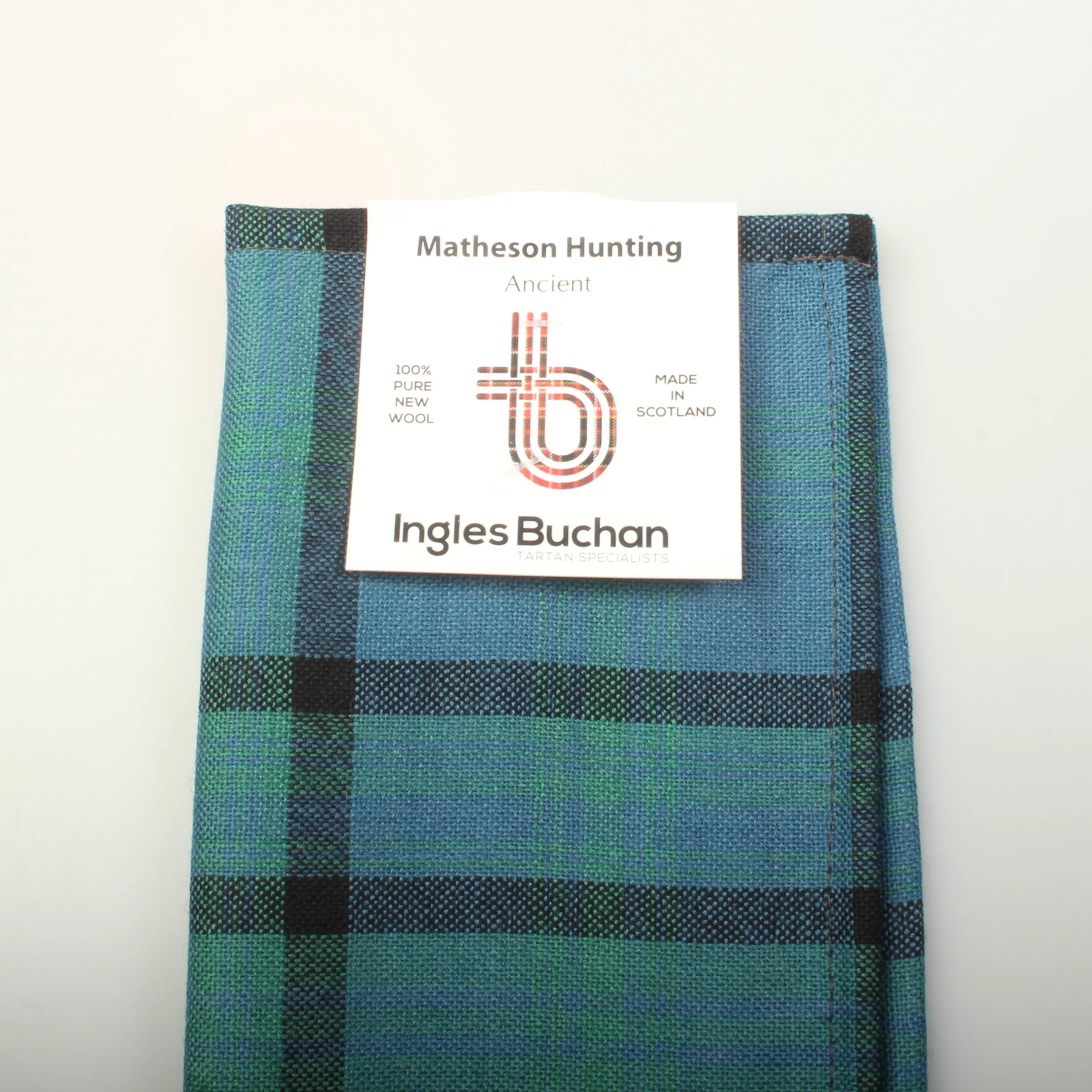 Wool Tartan Pocket Square in Matheson Hunting Ancient Tartan - Image 4