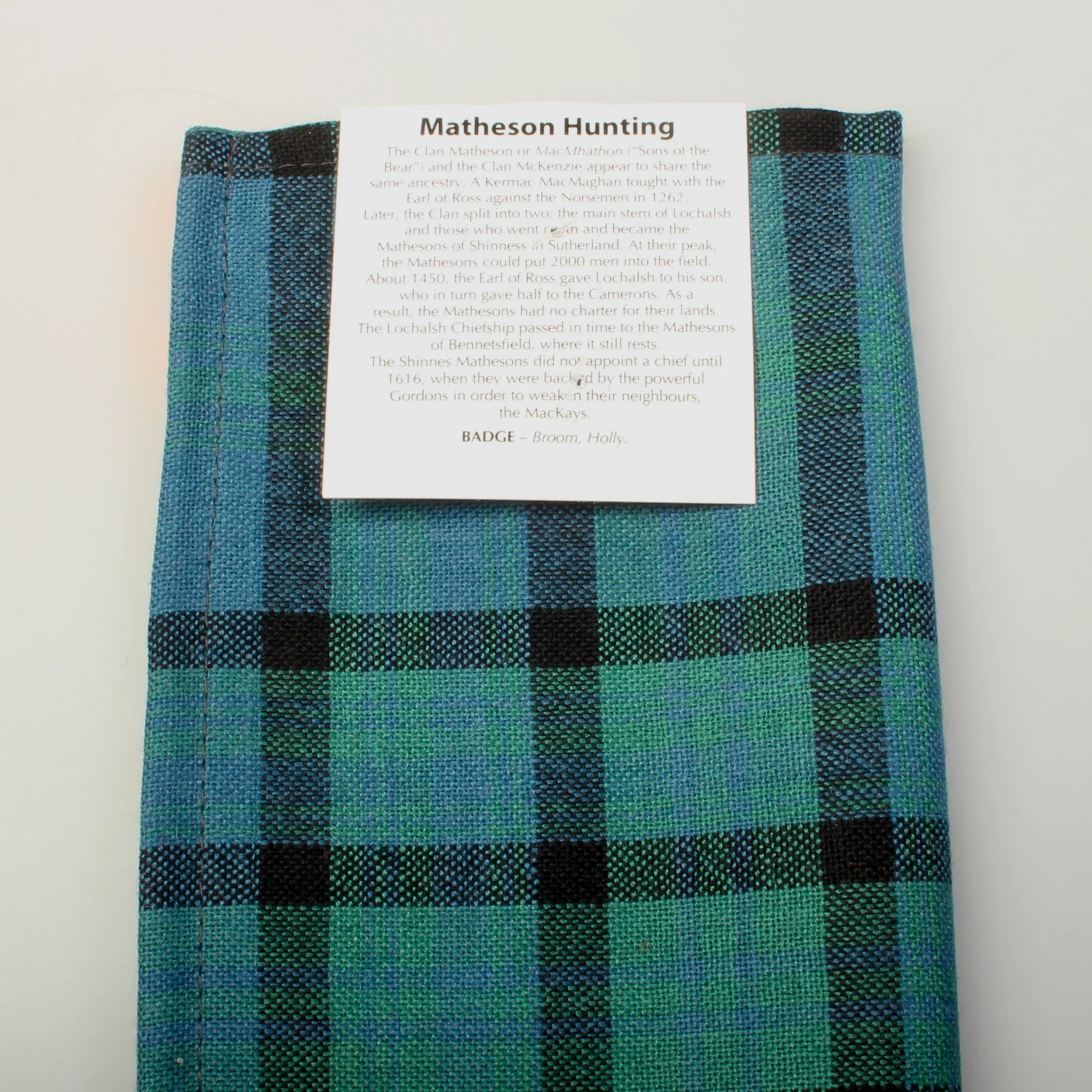 Wool Tartan Pocket Square in Matheson Hunting Ancient Tartan - Image 5