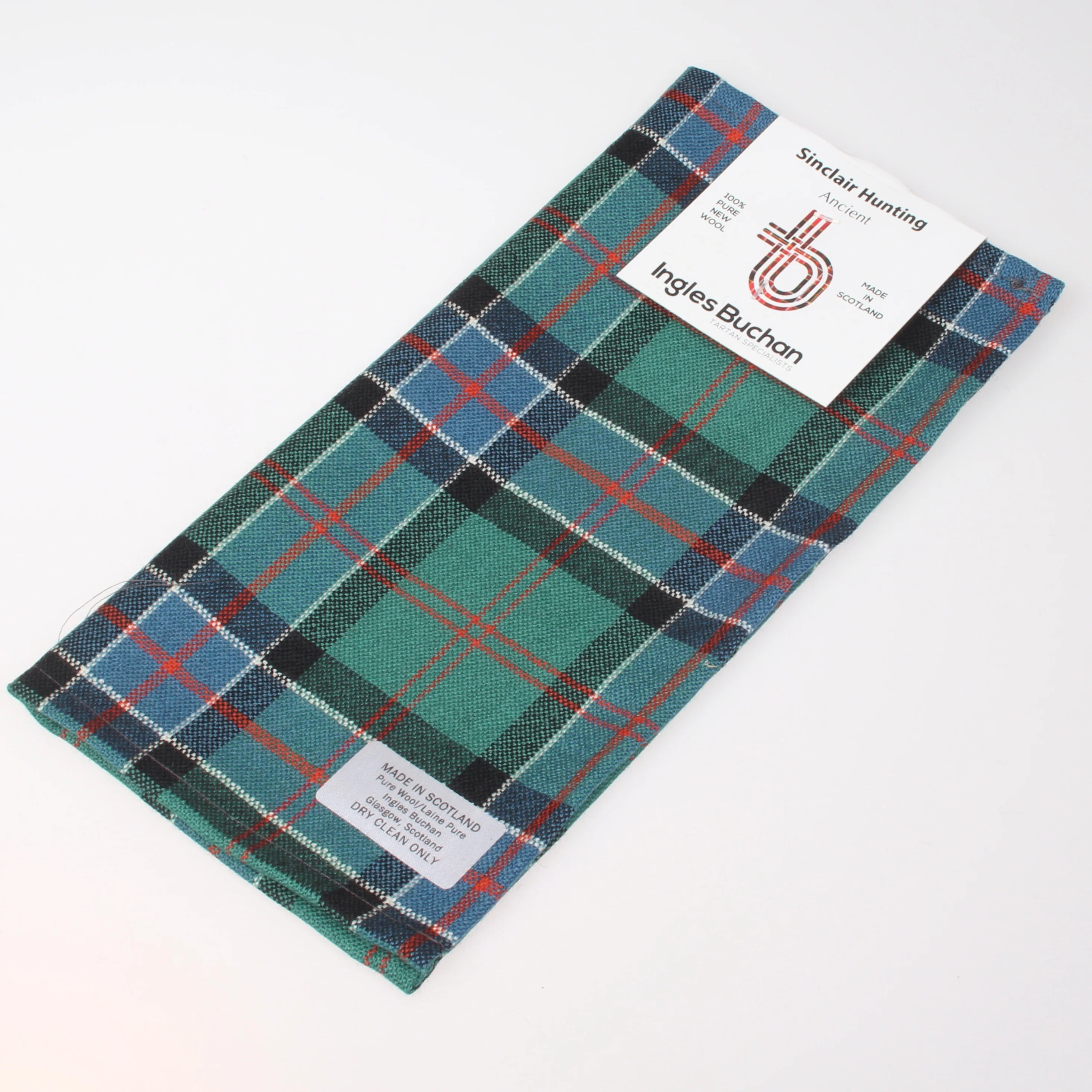 Wool Tartan Pocket Square in Sinclair Hunting Ancient Tartan