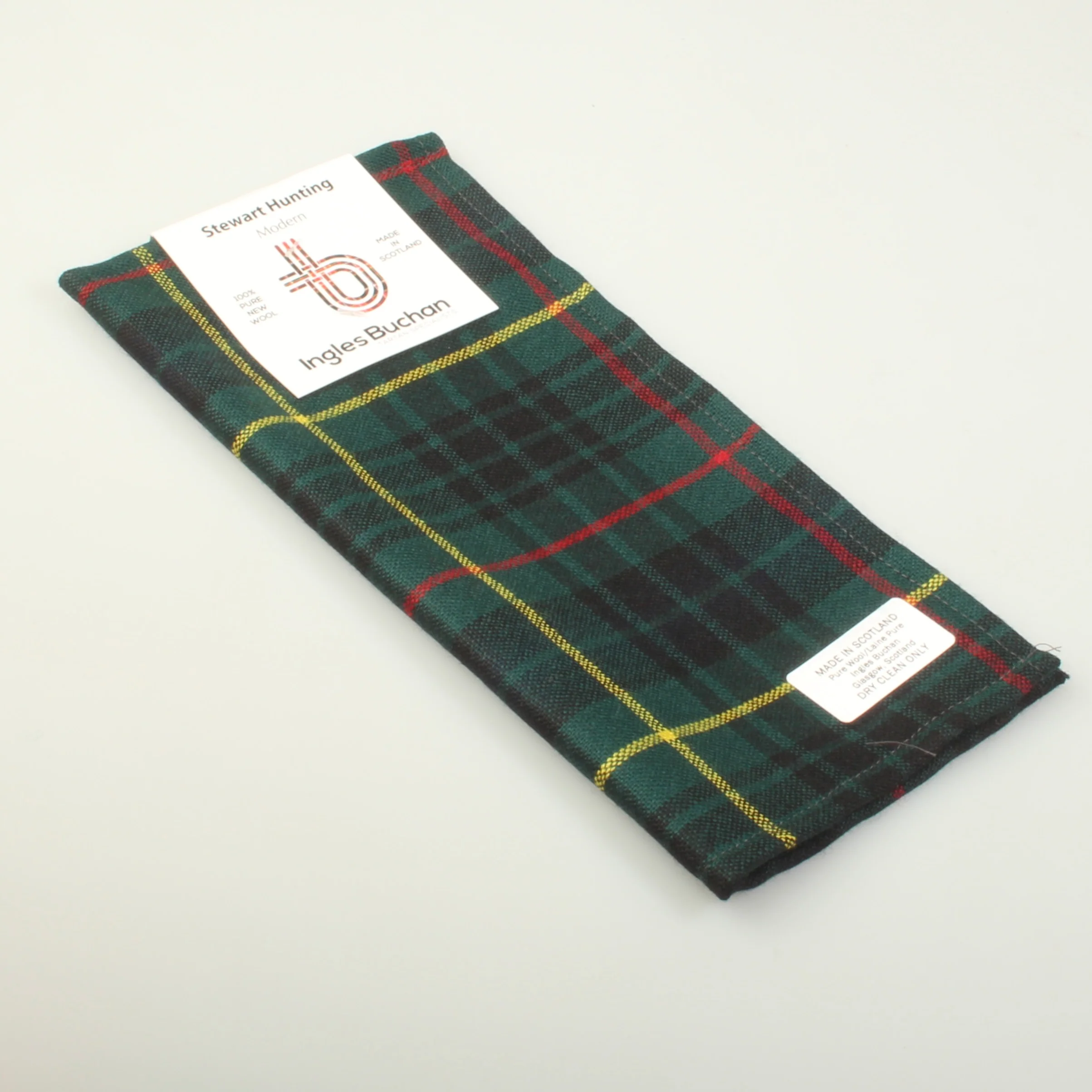 Wool Tartan Pocket Square in Stewart Hunting Modern Tartan. - Image 2