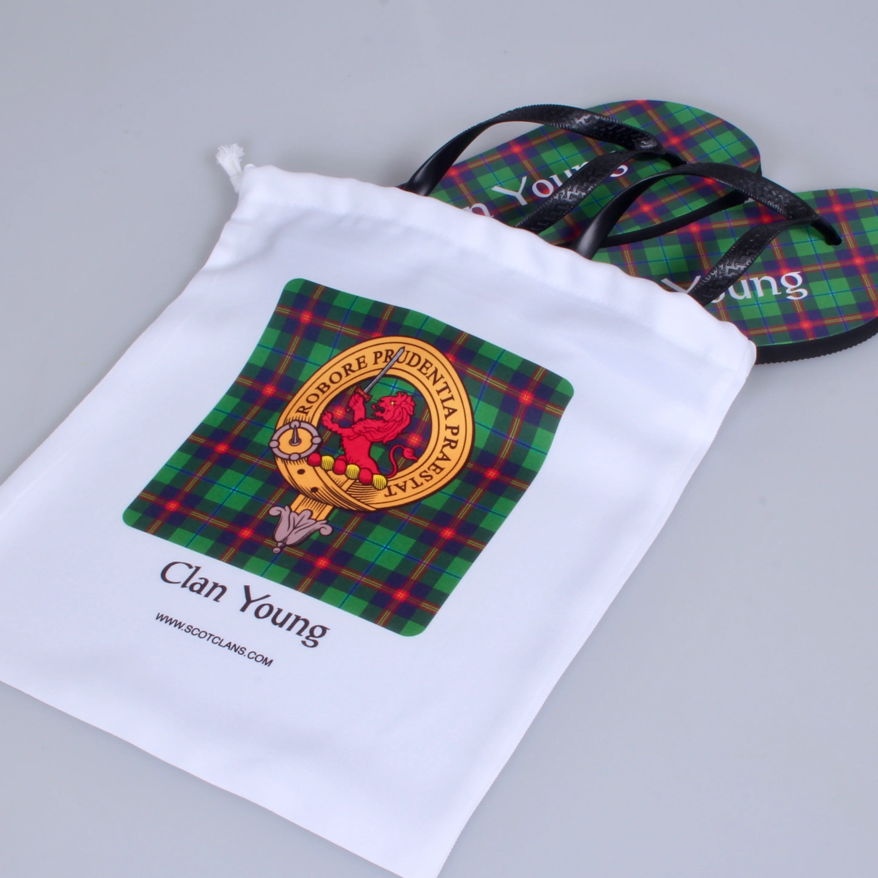 Young Tartan Flip Flops With Matching Bag - Image 2