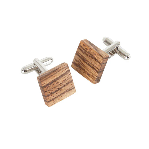 Zebrano Wood Cufflinks - Choose Your Shape - Image 2